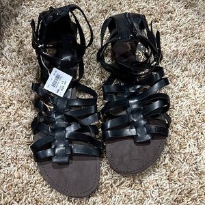Brash by Payless Black Gladiator Sandal flat- 11 BNWT